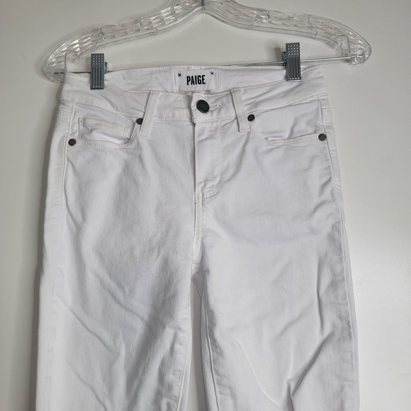 ANTHROPOLOGIE PAIGE Verdugo Crop white skinny jeans Size 25 distressed - Picture 4 of 10